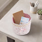 Quilted Fabric Storage Basket with Lace Trim and Bow