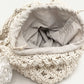Crochet Shoulder Bag with Lace Bow Detail Knit Bucket Handbag Drawstring Lined Casual Everyday Tote