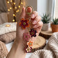 Layered Flower Keychain Bag Charm with Ring Clip