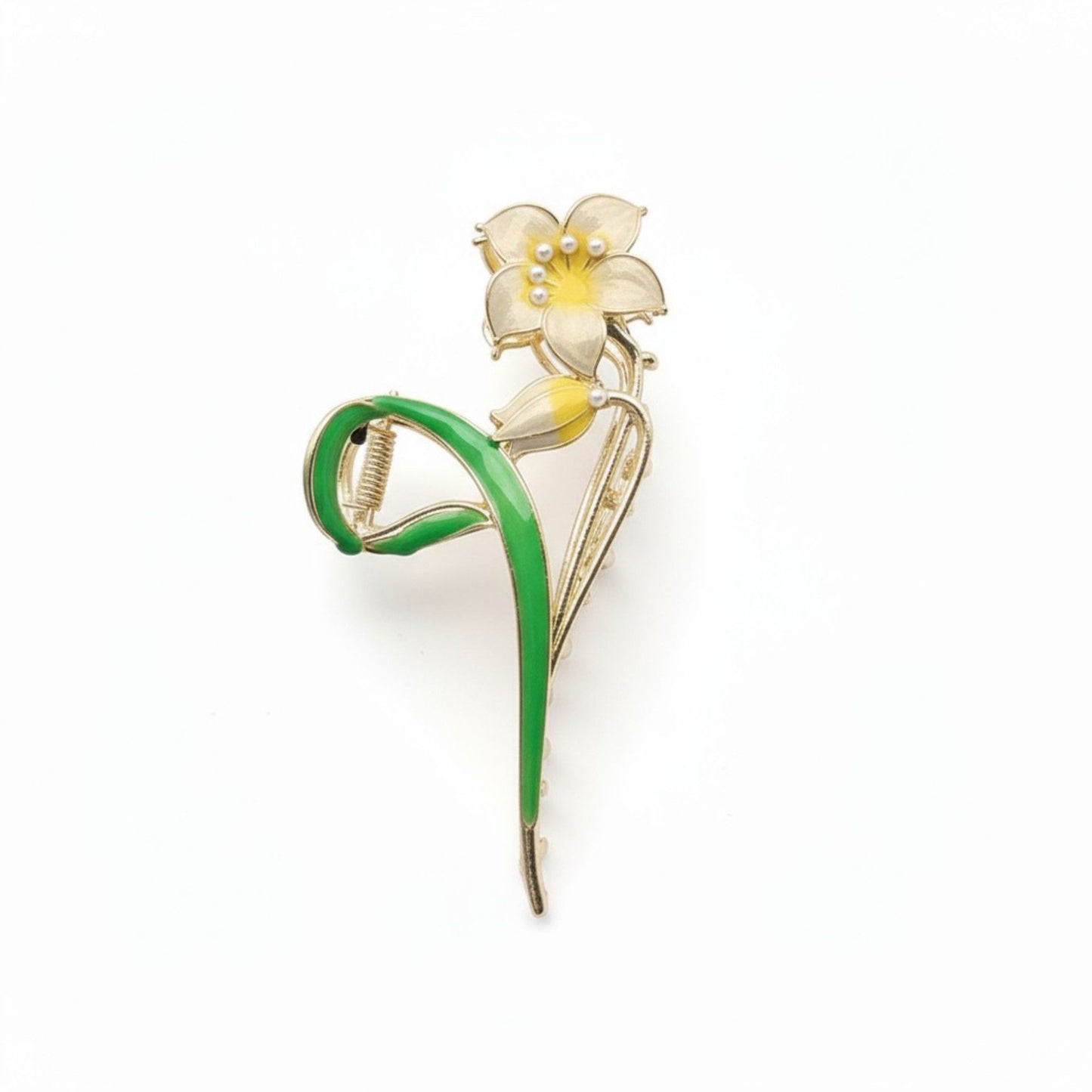 2pcs Tulip Flower Metal Hair Claw Clip with Enamel Petal and Leaf Detailing