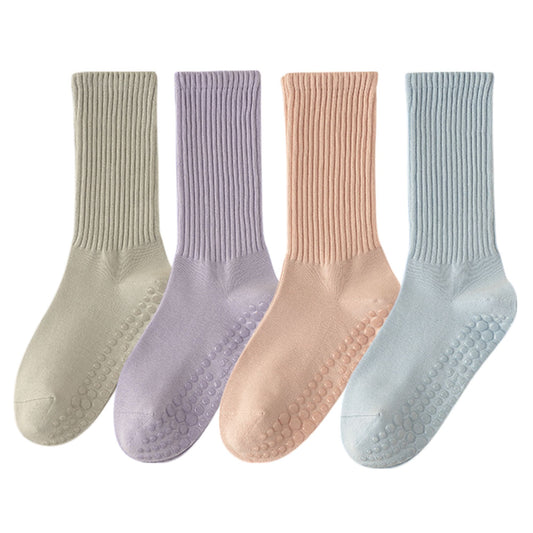 4-Pack Anti-Slip Yoga Socks with Grips Comfortable Ribbed Design for Exercise and Indoor Use