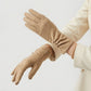 Faux Suede Winter Gloves with Pleated Wrist and Button Detail 9.4 x 3.3in