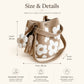Crochet Floral Bucket Bag with Tassel Charm and Shoulder Strap