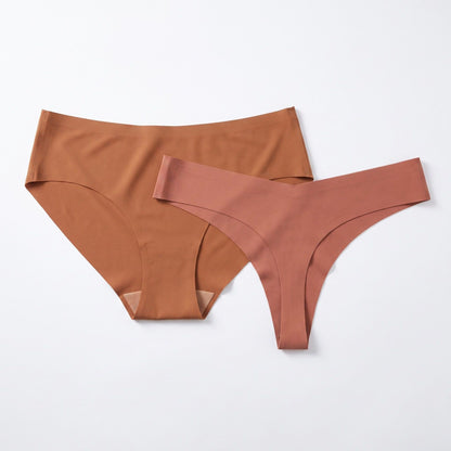 2 Pack Seamless Hipster and Thong Underwear Set