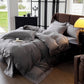 4-Piece Cotton Washed Bedding Set with Duvet Cover Flat Sheet and Pillowcases Soft Smooth Finish