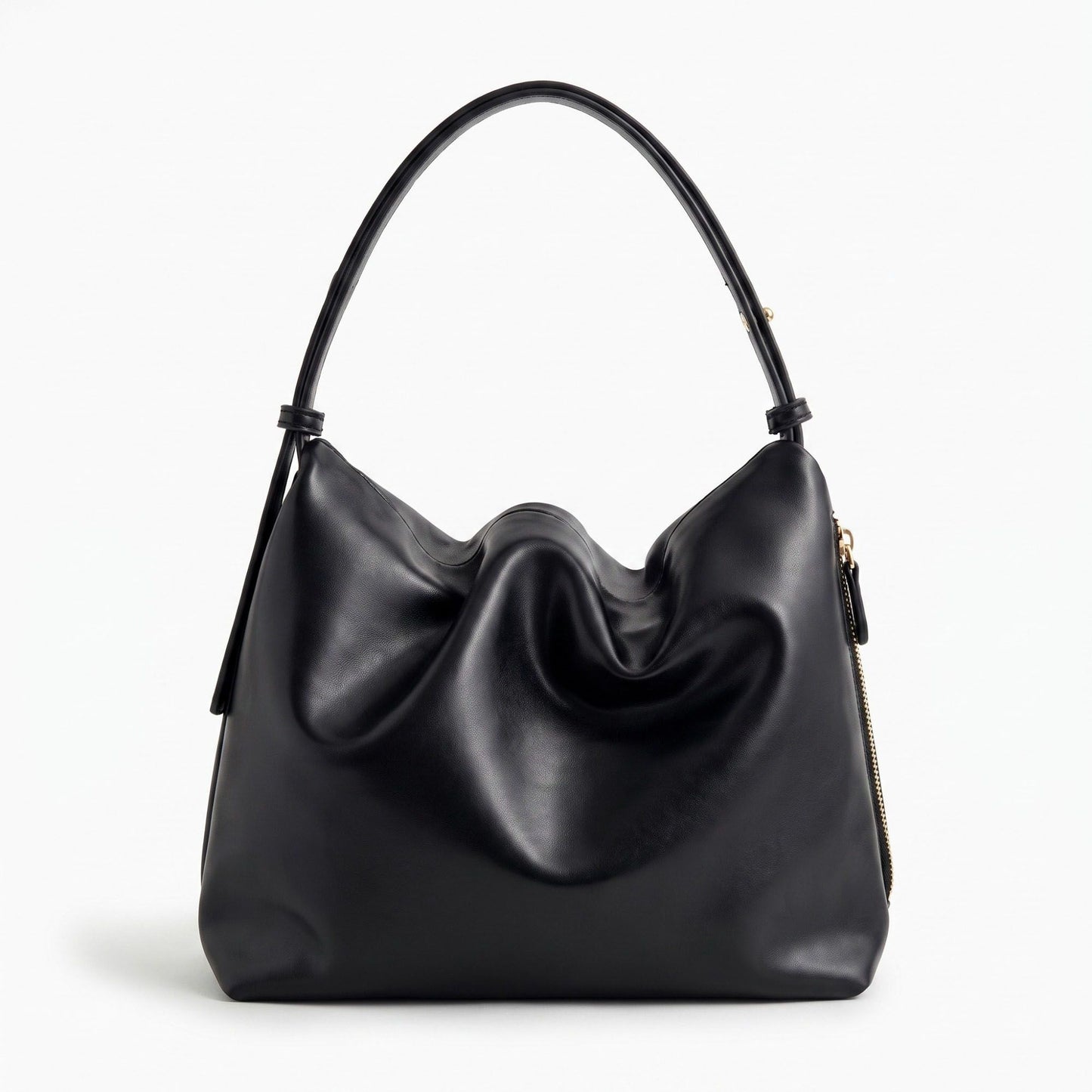 Slouchy Hobo Shoulder Bag with Adjustable Strap and Side Zipper Closure 10x8.5x2.7in