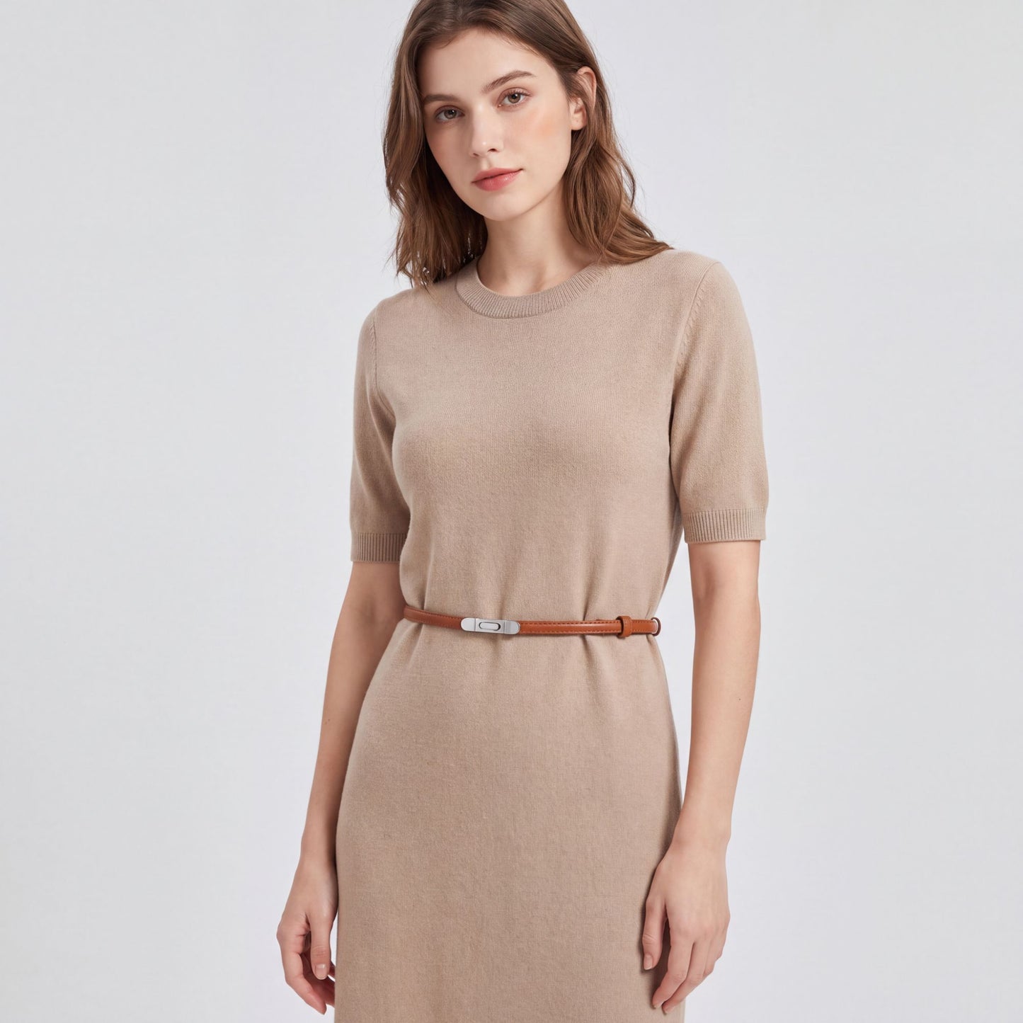 Skinny Waist Belt Thin Dress Belt with Metal Clasp 39.4 in