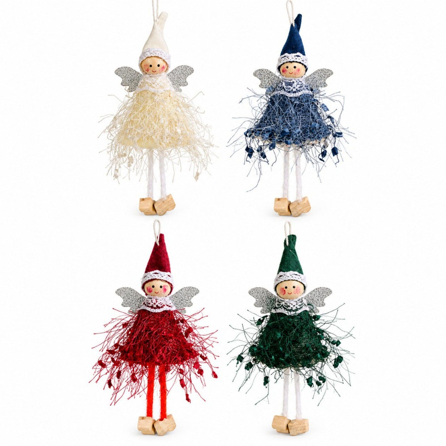 2pk Lace Angel Christmas Tree Ornaments