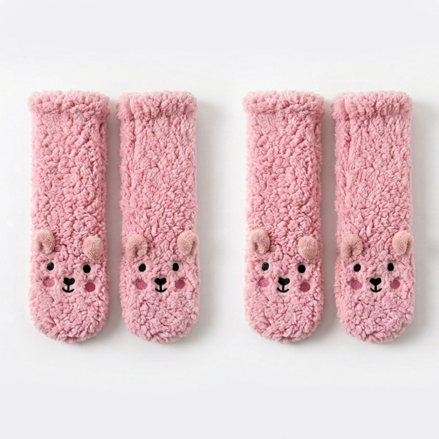 Fuzzy Bear Crew Socks 2 Pair US 5-10.5