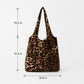 Leopard Print Slouchy Shoulder Tote Bag Soft Lightweight Large Capacity Everyday Carryall
