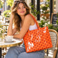Polka Dot Tote Bag with Matching Cosmetic Pouch Set