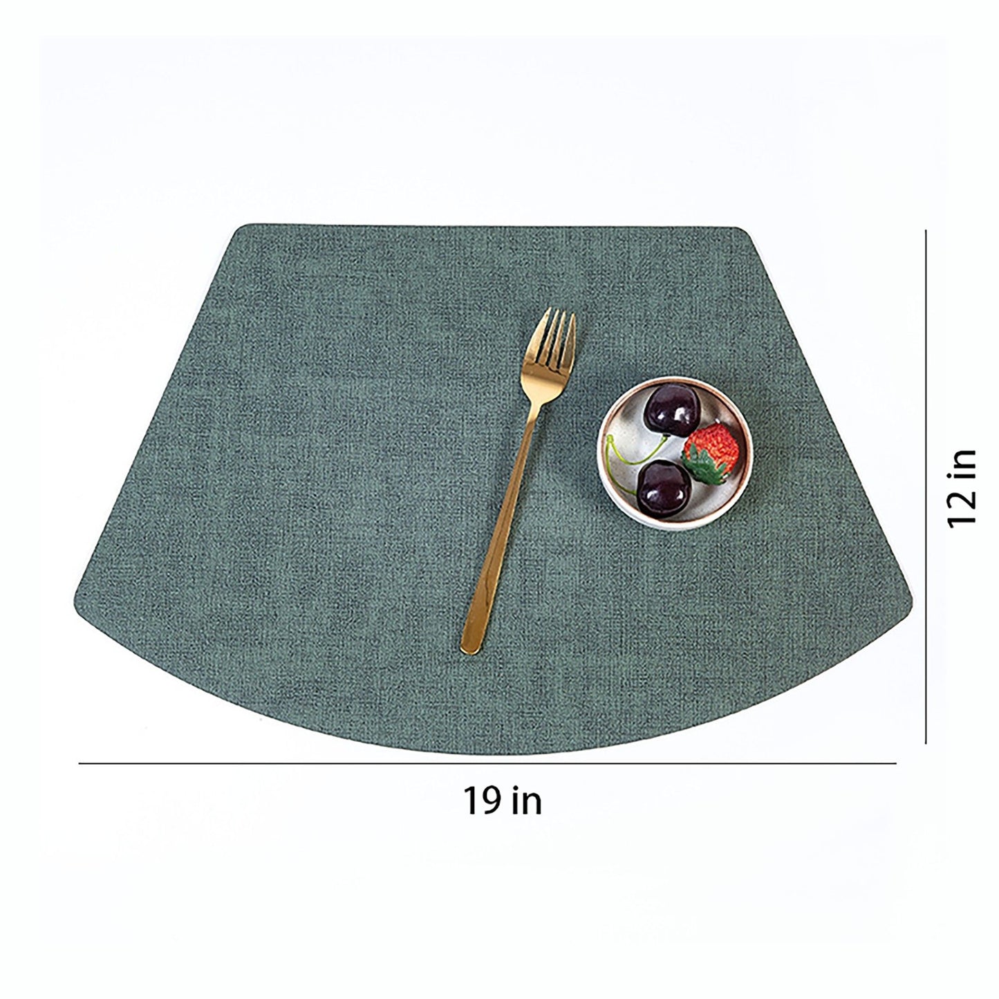6 Piece Fan Shaped Faux Linen Placemat Set Waterproof Heat Resistant Table Mats for Dining Table