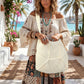 Woven Crochet Shoulder Bag with Geometric Pattern Slouchy Hobo Lightweight Knit Handbag