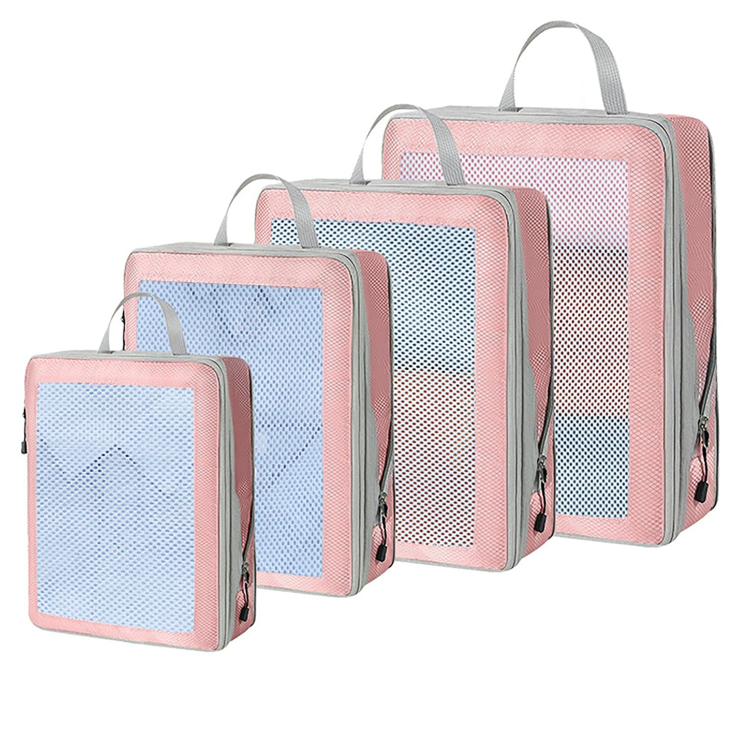 Travel Packing Cubes Set with Mesh Front Panel Zipper Storage Bags Lightweight Luggage Organizer Multi Size Set