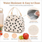 Strawberry Print Corduroy Insulated Lunch Bag with Handles and Zip Closure