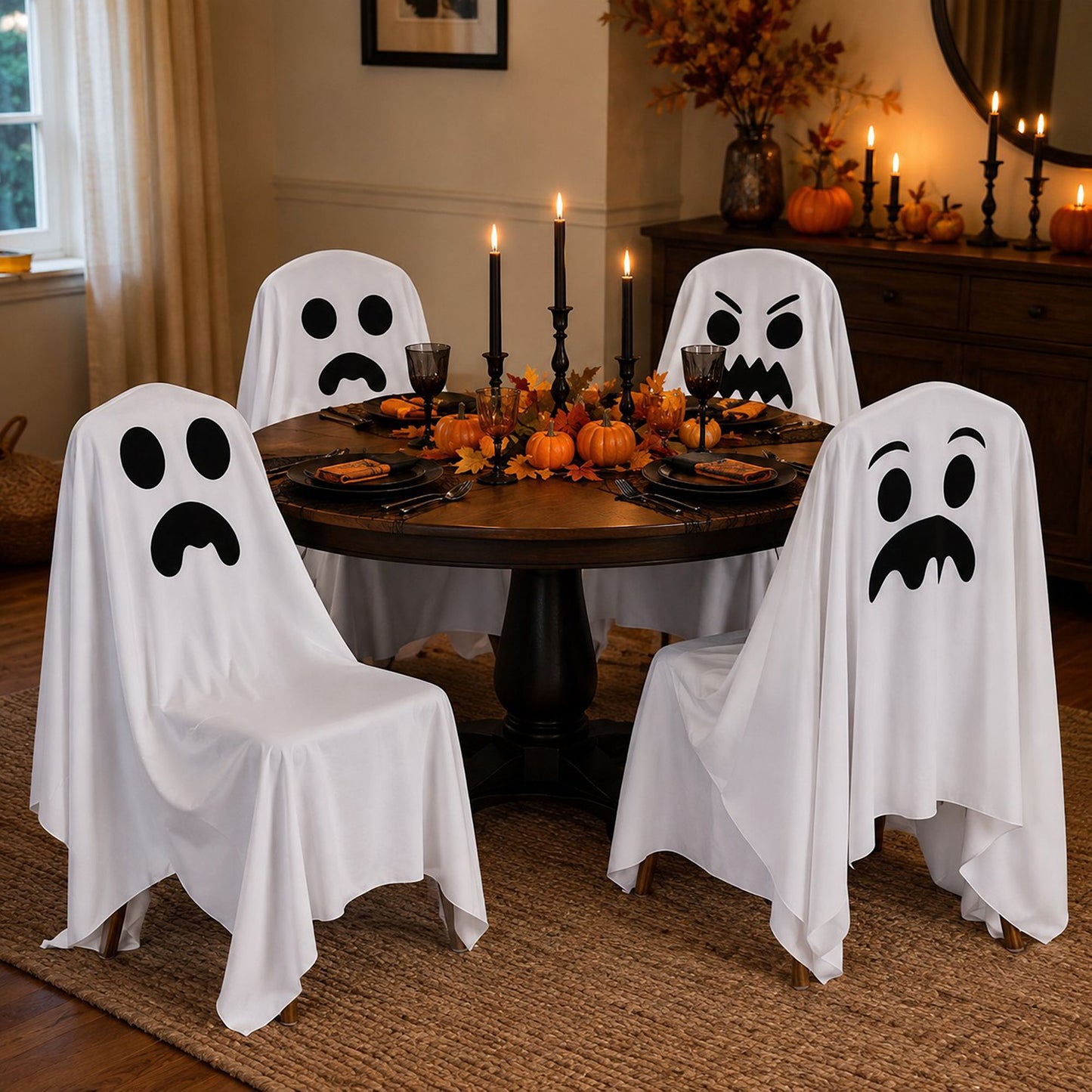 4 Pack Halloween Ghost Chair Covers Party Decorations