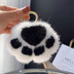 2-PC Plush Paw Print Faux Fur Keychain with Metal Clip