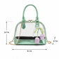 Clear PVC Mini Satchel Bag with Chain Strap and Floral Pearl Charm