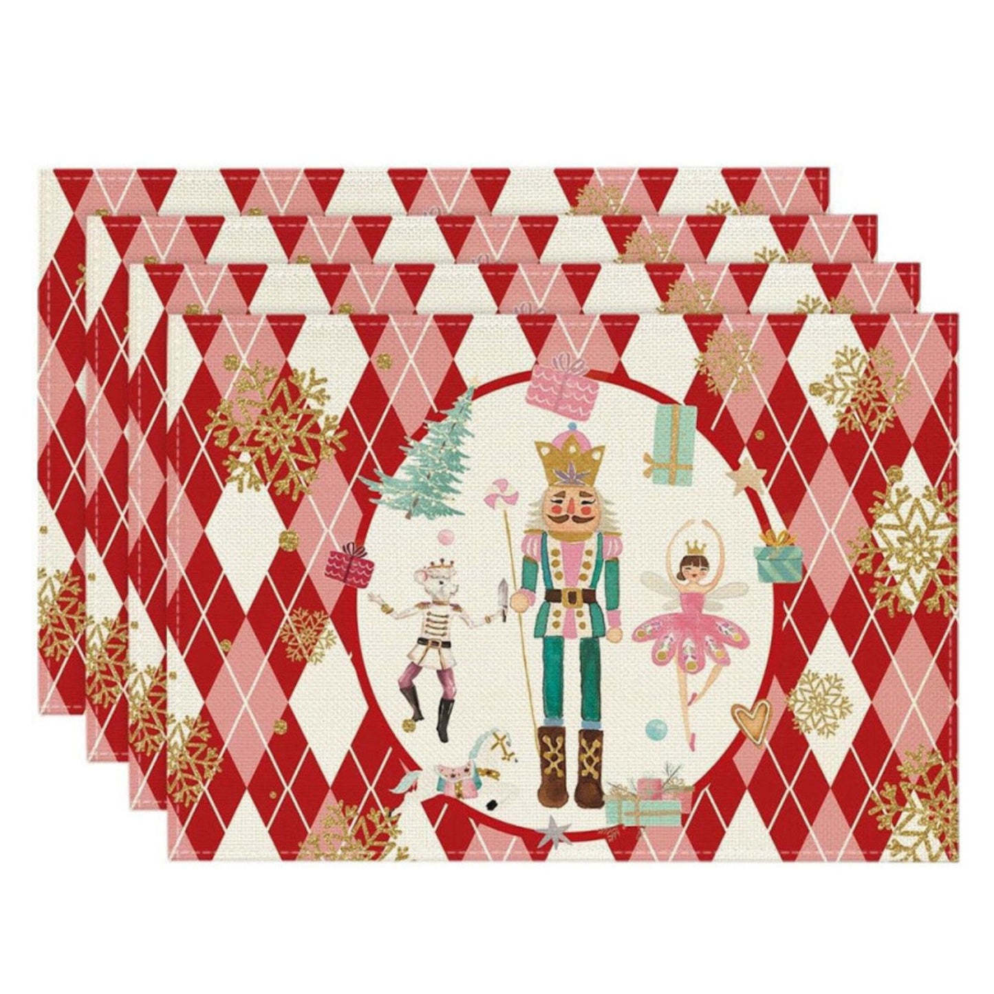 Christmas Nutcracker Placemats Set of 4 Holiday Dining Table Mats 11.8 x 17.7in