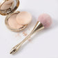 2 Piece Powder Makeup Brush Set with Soft Synthetic Bristles and Metallic Handle for Face Makeup