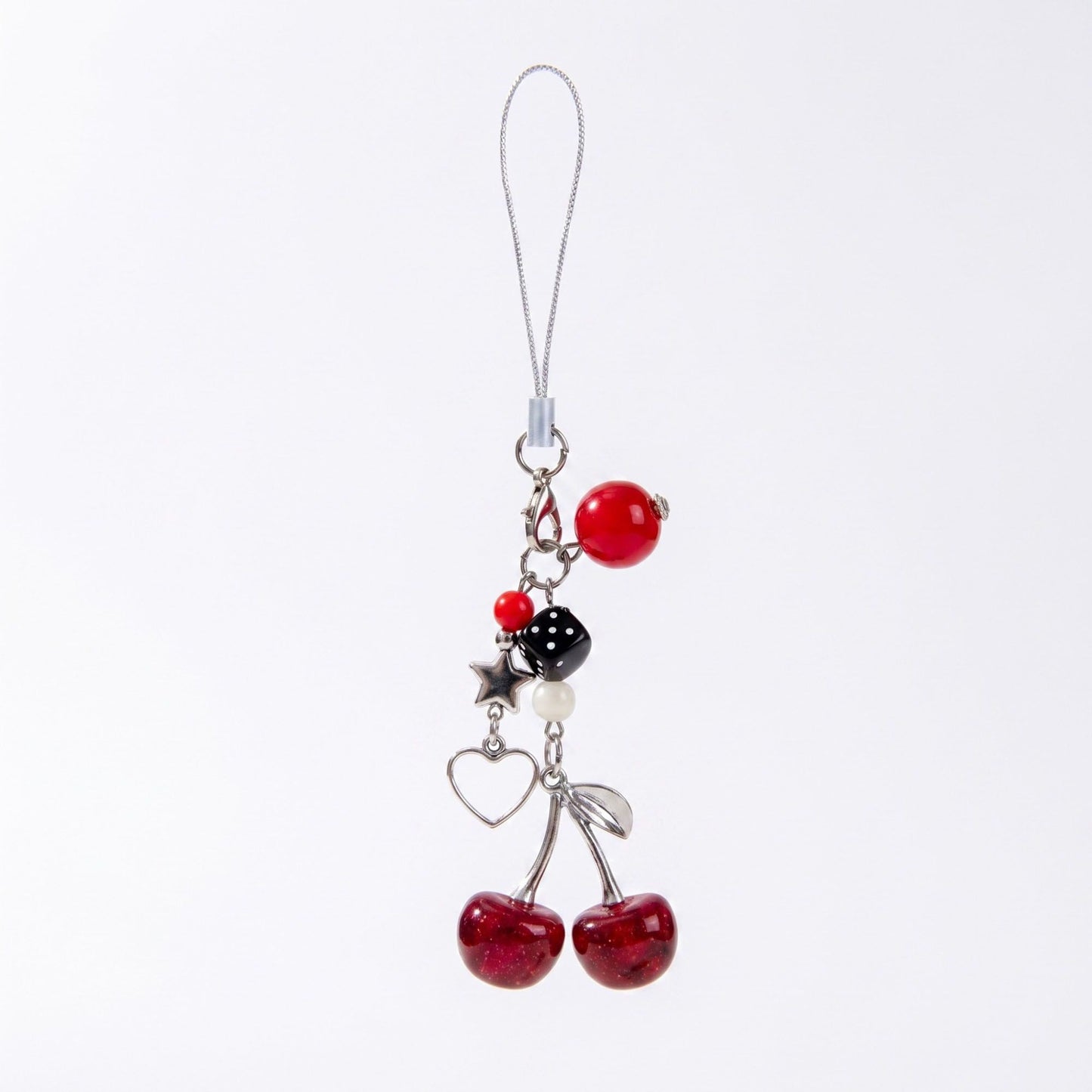 2-Piece Womens Beaded Phone Charm with Hanging Loop and Decorative Accents