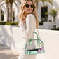 Clear PVC Mini Satchel Bag with Chain Strap and Floral Pearl Charm