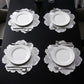 4-Pack Floral Round PVC Placemats Metallic Textured Heat Resistant Table Mats