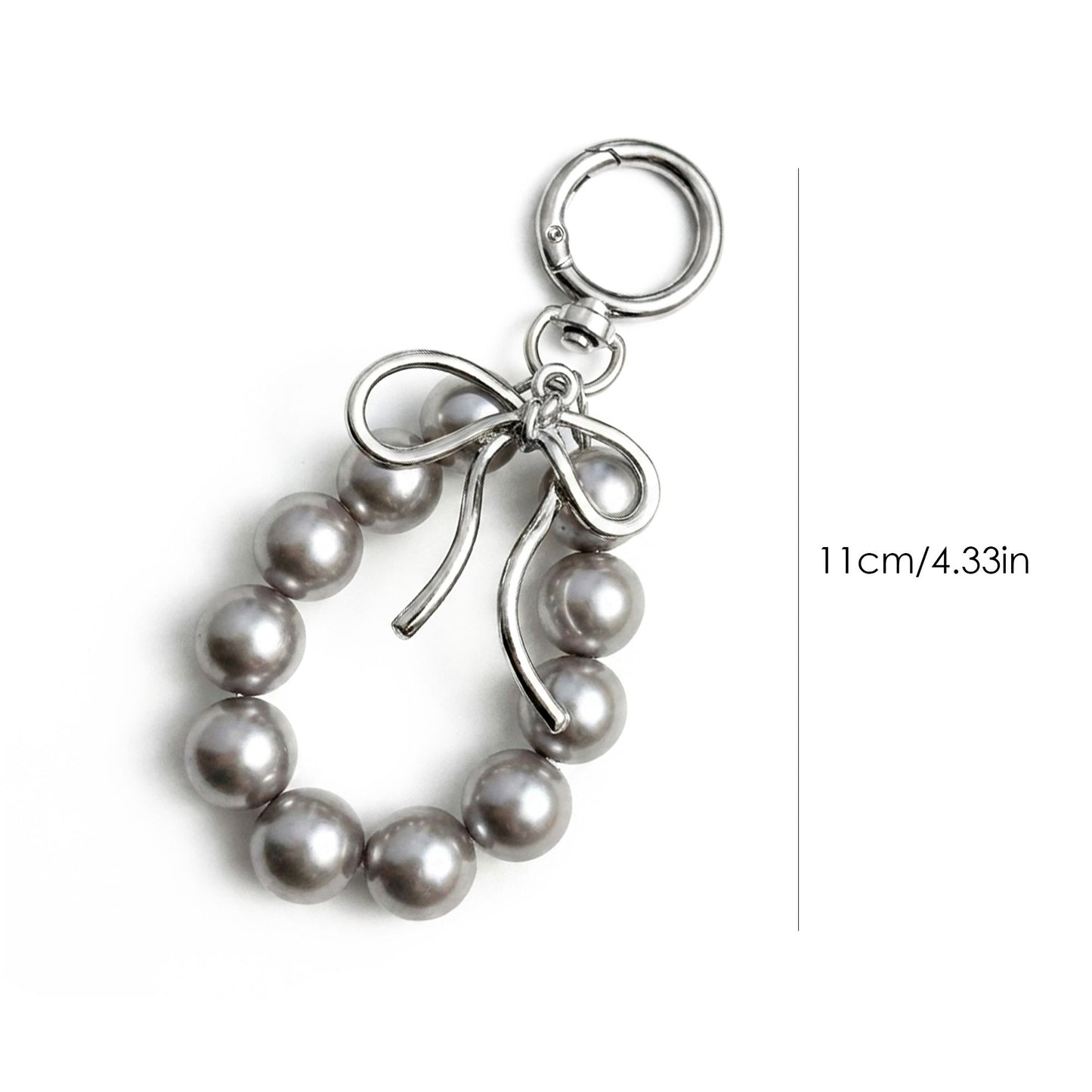 Beaded Bow Keychain with Round Bead Loop and Metal Clip Bag Charm