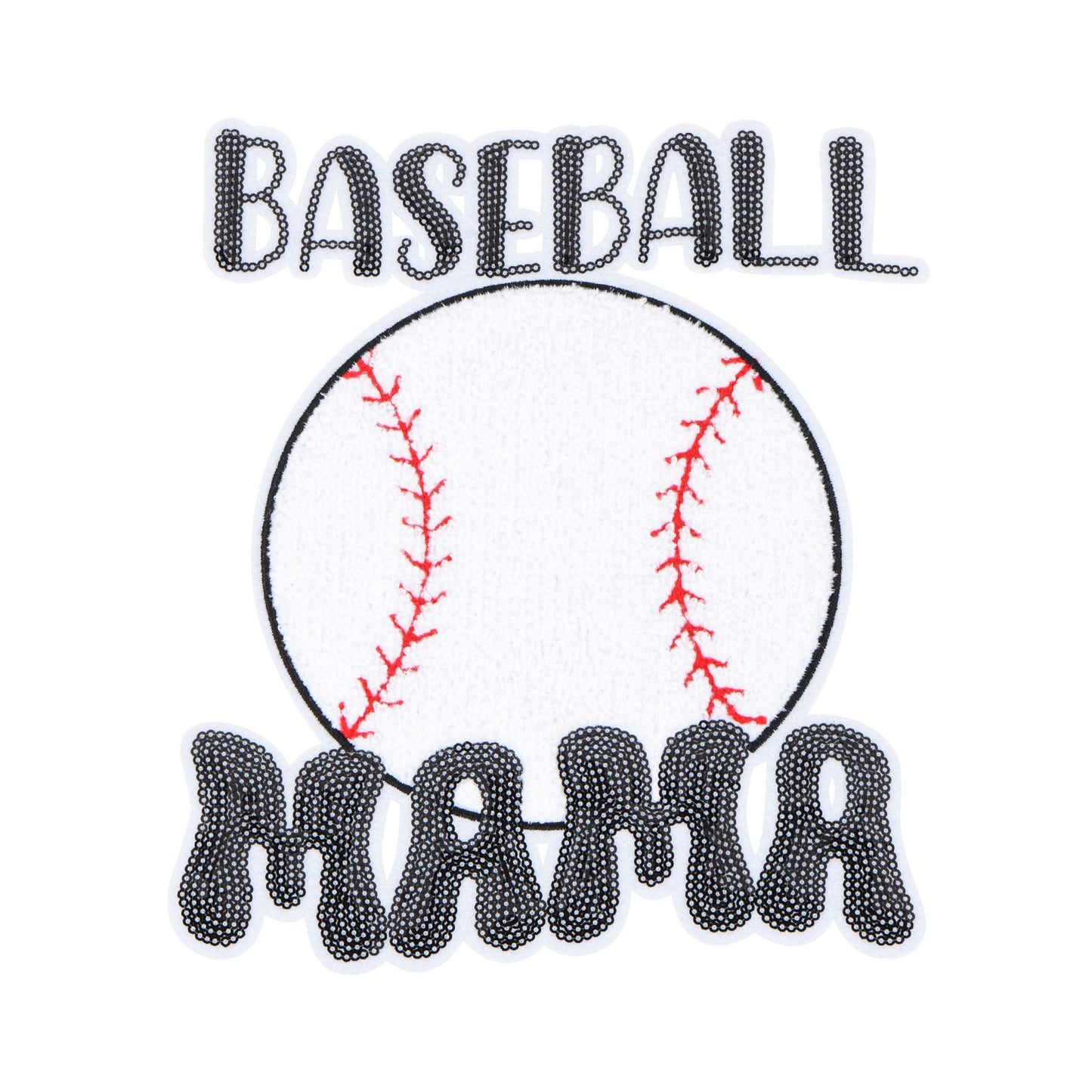 Baseball Mama Sequin Iron On Patches Game Day Applique Large Patch Accessory Clothes Jacket Uniform Backpack DIY Decor