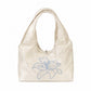Satin Hobo Shoulder Bag with Embroidered Lily Detail