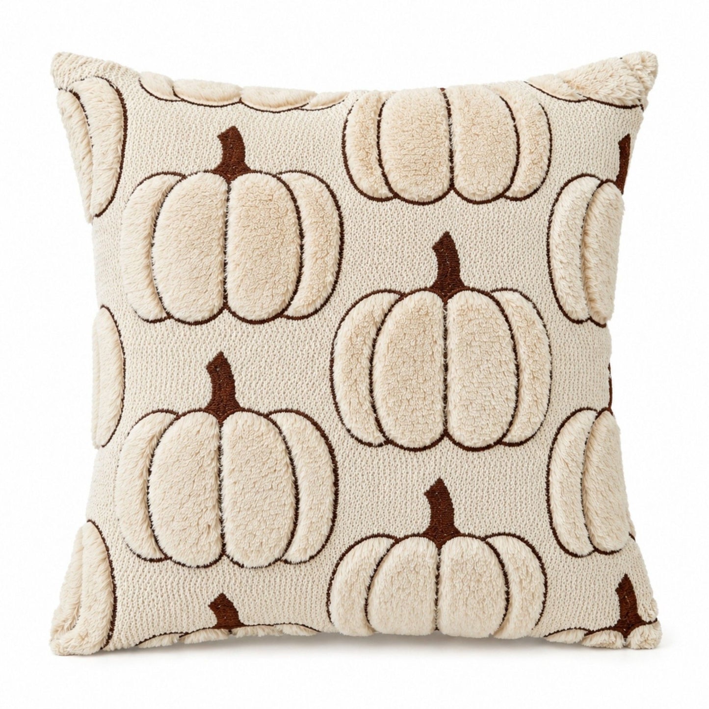 Plush Pumpkin Throw Pillow Cover Square Decorative Fall Cushion Cover