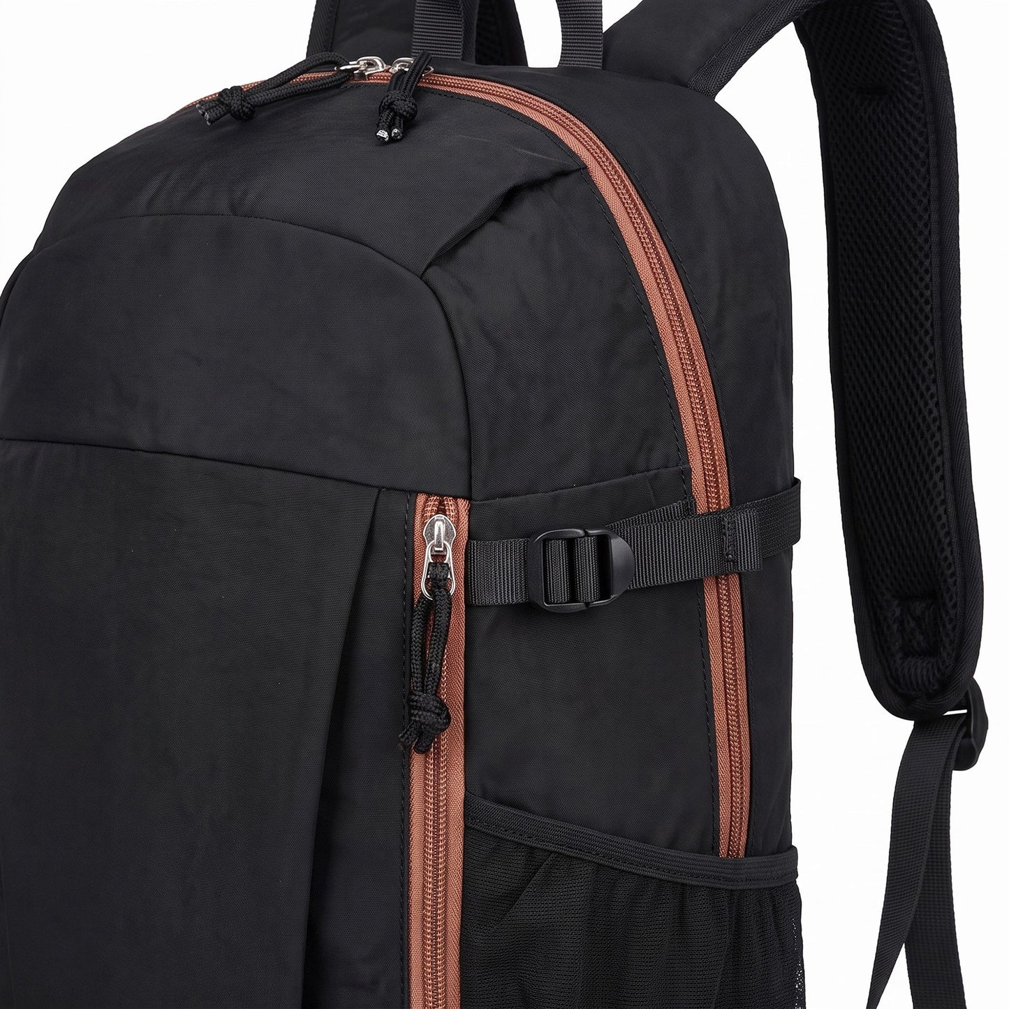 Everyday Backpack with Front Zip Pocket Side Mesh Pockets Padded Straps Top Hle