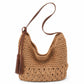 Woven Hobo Shoulder Bag with Magnetic Closure and Slouchy Straw Style Texture