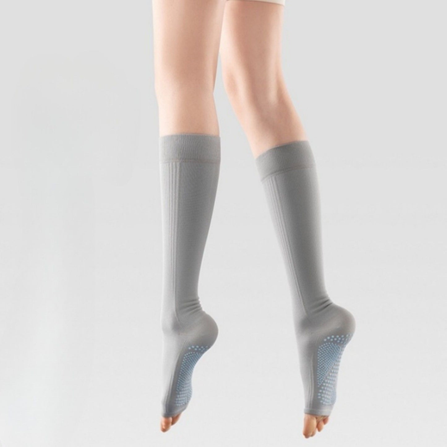 Knee High Grip Socks with Anti-Slip Sole for Barre, Yoga, Dance, and Pilates 2-Pack