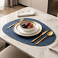 6 Piece Faux Linen Textured Placemat Set Waterproof Heat Resistant Irregular Table Mats