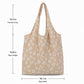 Floral Embroidered Shoulder Tote Bag Lightweight Foldable Everyday Bag for Women