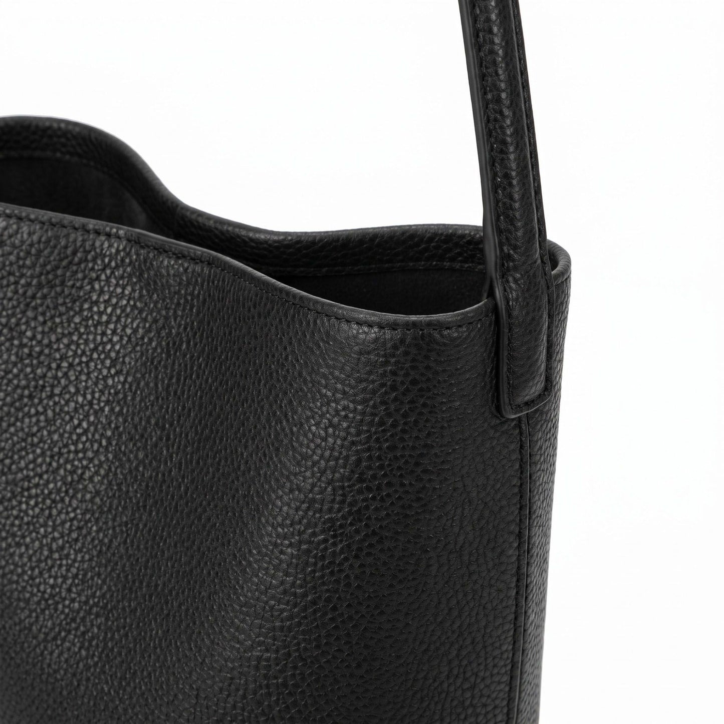 Textured Bucket Shoulder Bag with Long Strap and Soft Structured Silhouette 8.5x6.7x2.5in