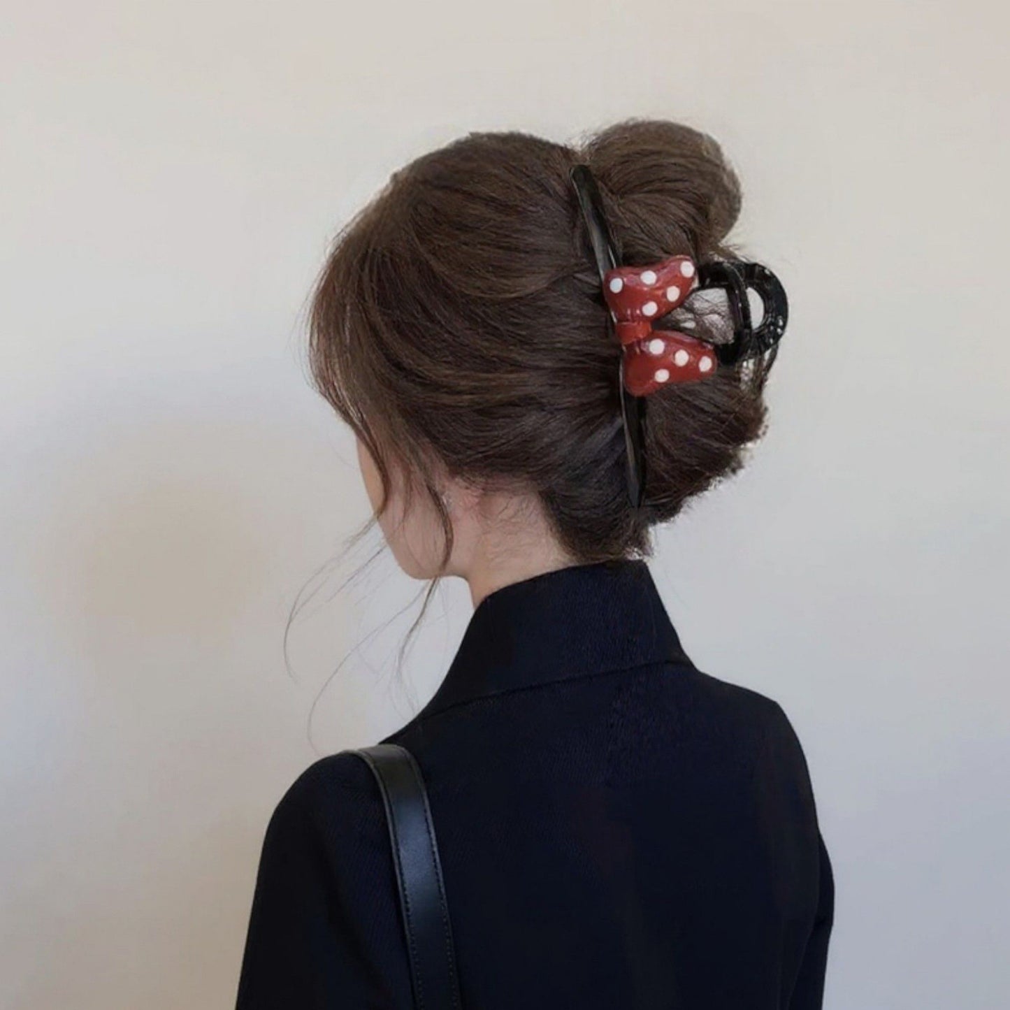 2pcs Bow Hair Claw Clip with Polka Dot Design and Strong Grip 6in