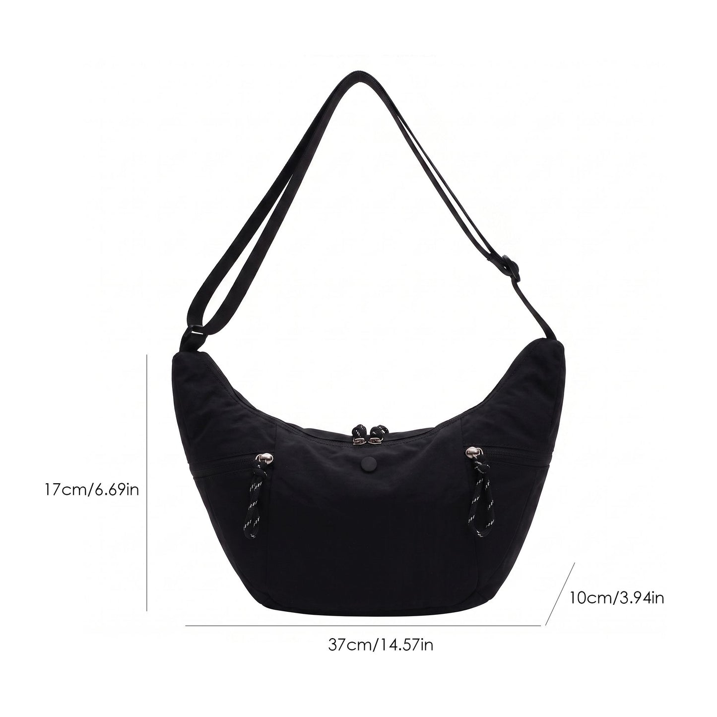 Lightweight Multi Pocket Crescent Crossbody Bag with Adjustable Strap