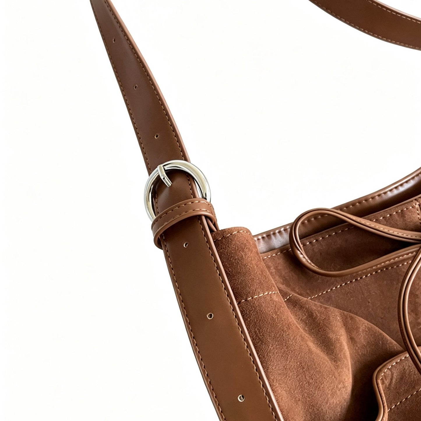 Adjustable Shoulder Bag Bow Detail Large Hobo Tote with Zipper Closure