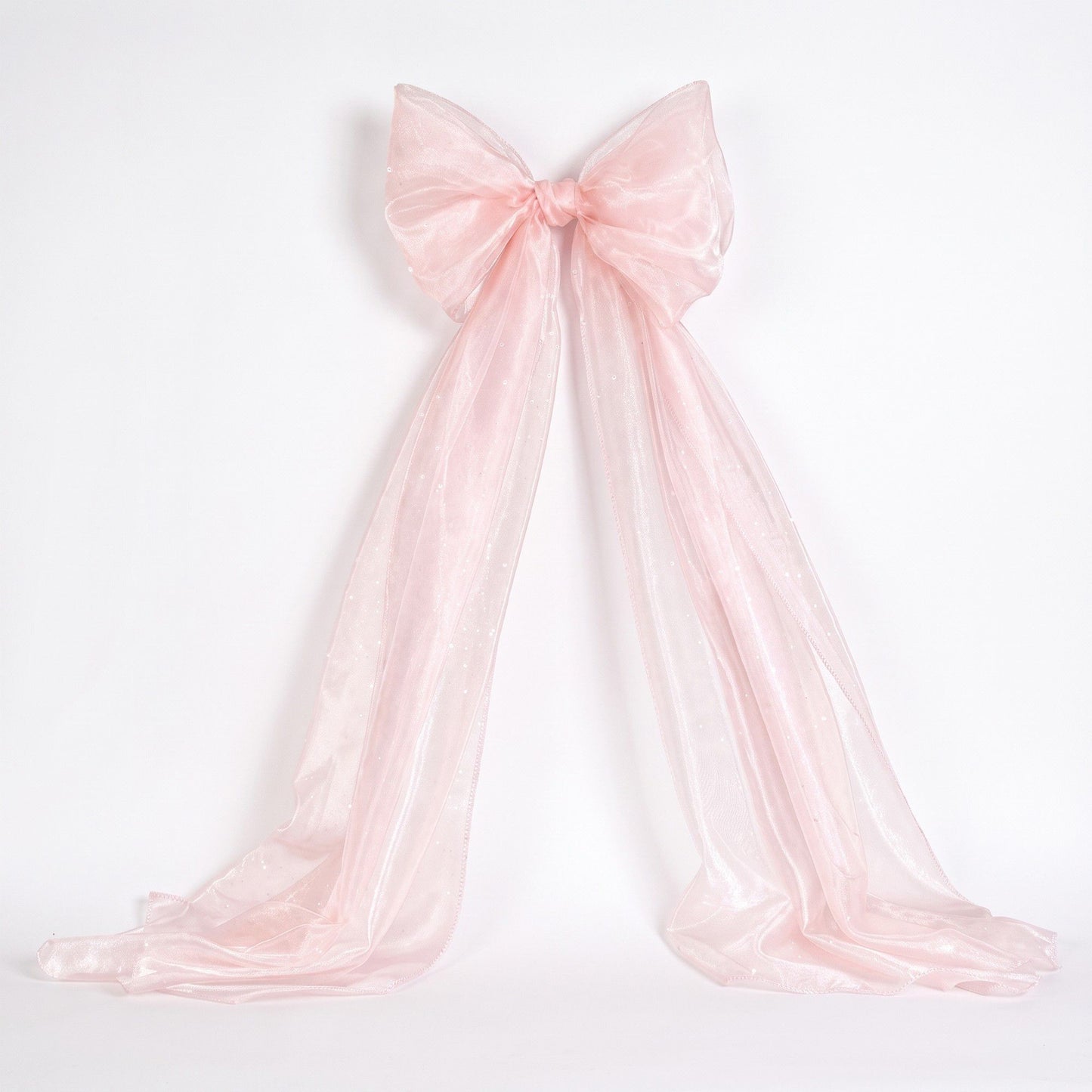 Large Sheer Christmas Tree Bow with Long Ribbon Tails