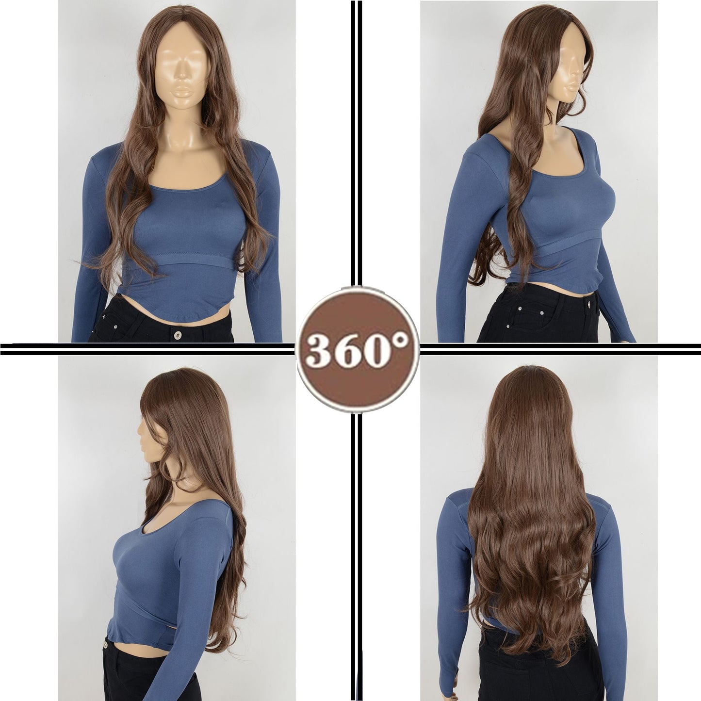 Long Wavy Wigs 27 Inch Middle Part Curly Wig for Daily Party Use
