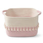 Rope Storage Basket with Tassel Trim and Handles