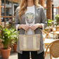 Woven Straw Tote Bag with Wide Shoulder Straps Lightweight Crochet Knit Small Tote Bag