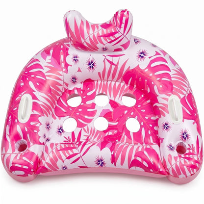 Inflatable Pool Lounger with Tropical Leaf Print and Cup Holders