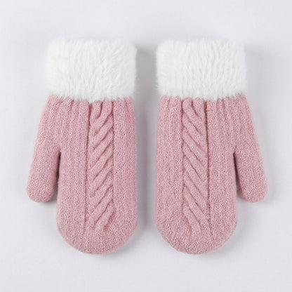 Cable Knit Winter Mittens with Soft Fuzzy Cuffs