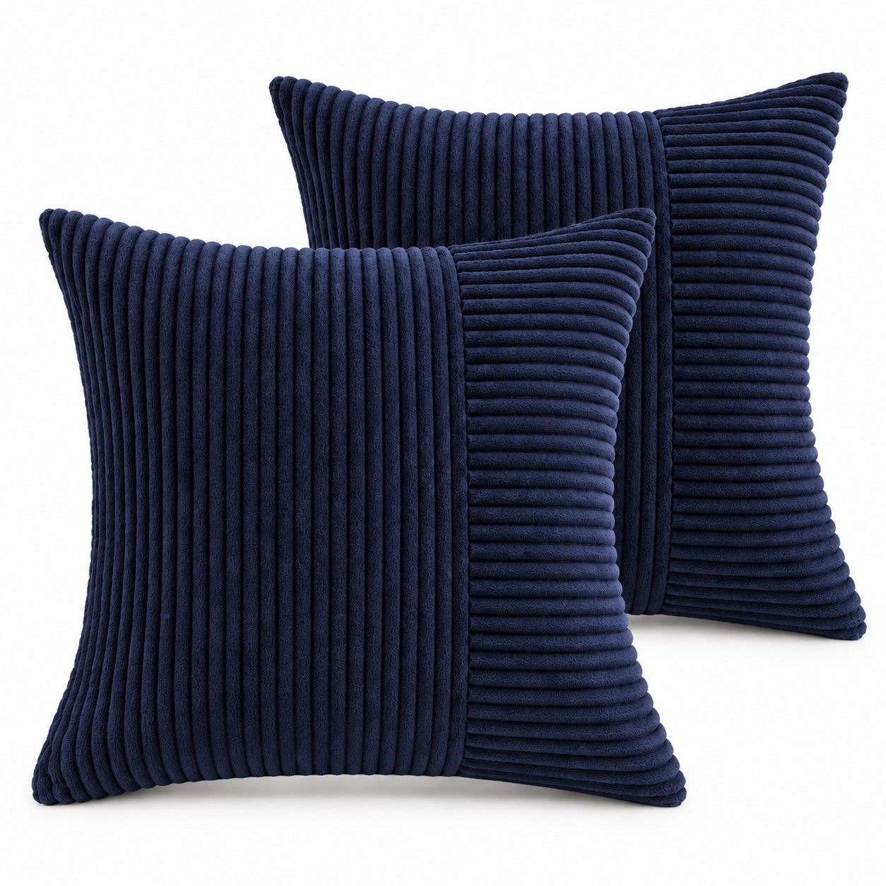 2 Pack Soft Corduroy Throw Pillow Covers 18 x 18 Inch and 12 x 20 Inch
