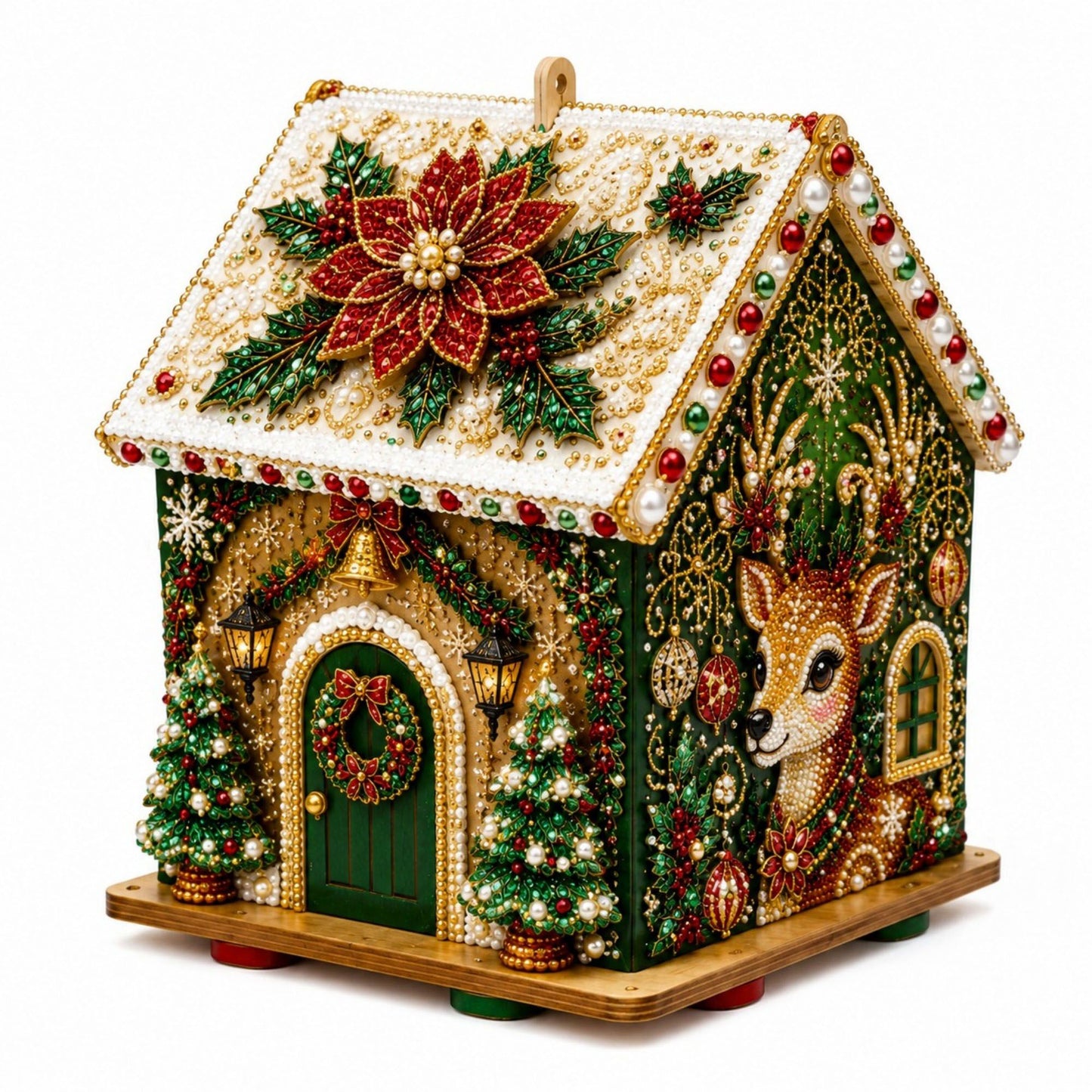 DIY Pearl Art Christmas Birdhouse Craft Kit with 3D Holiday Design