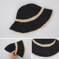 Packable Crochet Straw Bucket Hat with Two-Tone Design Lightweight Summer Sun Hat for Beach Travel Hiking Outdoor Use