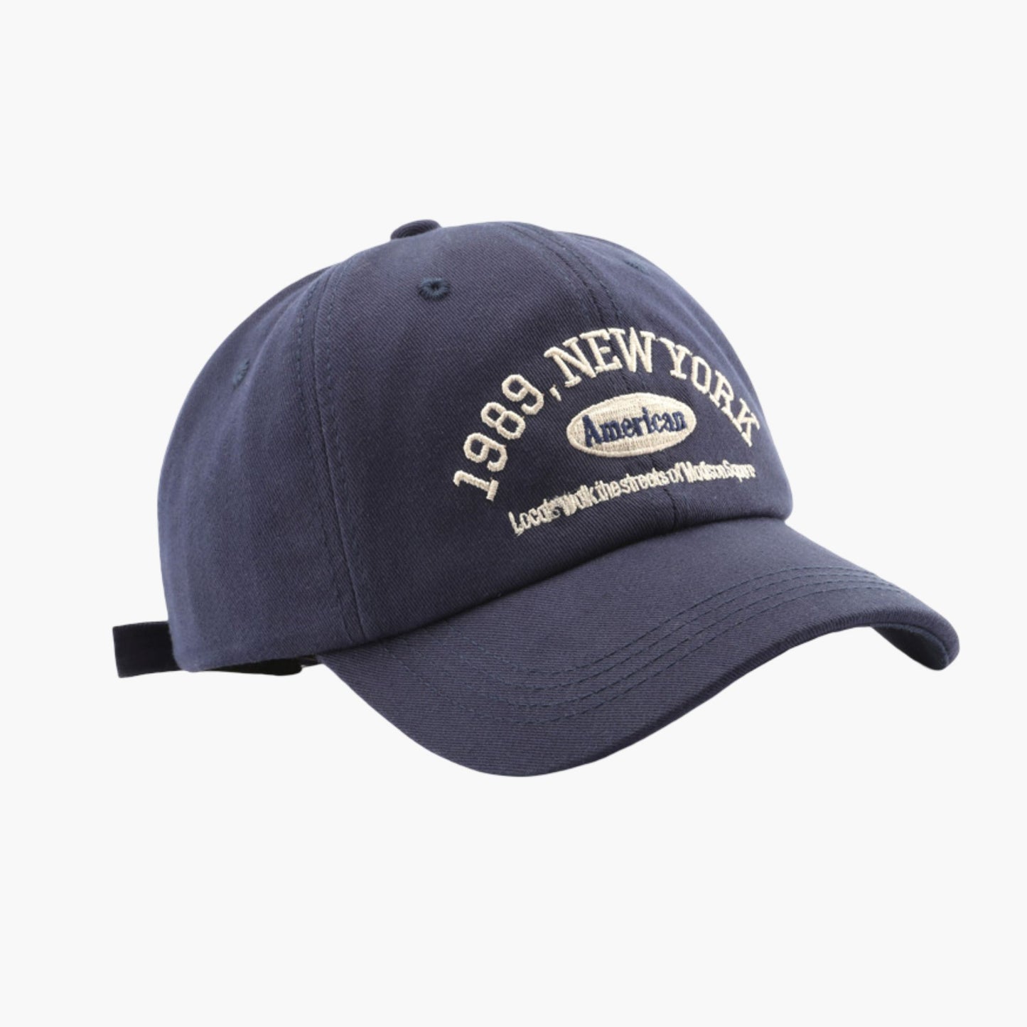 Cotton Baseball Cap with Embroidered Lettering Adjustable Strap Back